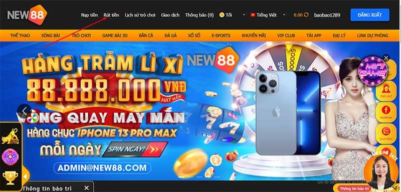 rút tiền new88 nhanh chóng