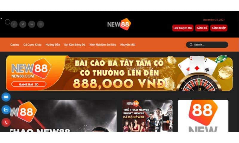 Giao diện New88 vô cùng quen thuộc với thiết kế tinh tế